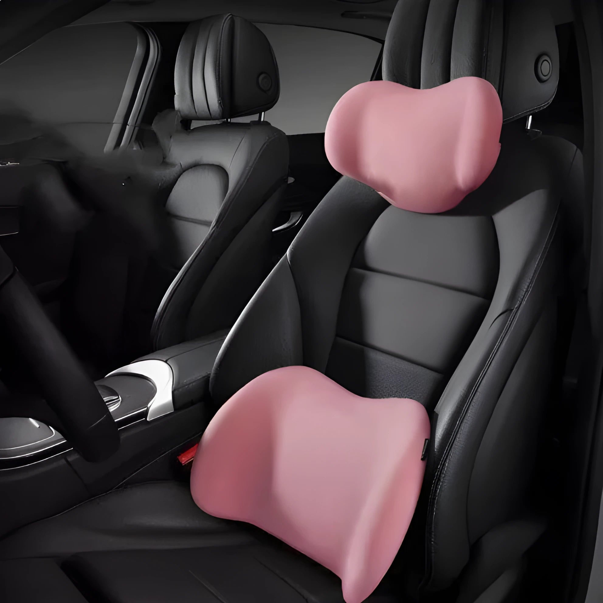 Memory cotton car cushion for headrest, back or waist support in black, green, grey or pink colours