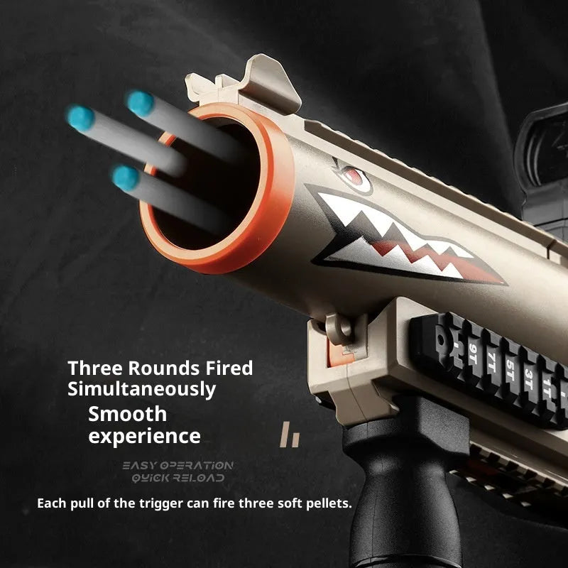 Three-series grenade launcher soft bullet gun plastic toy for boys in shark sand colour