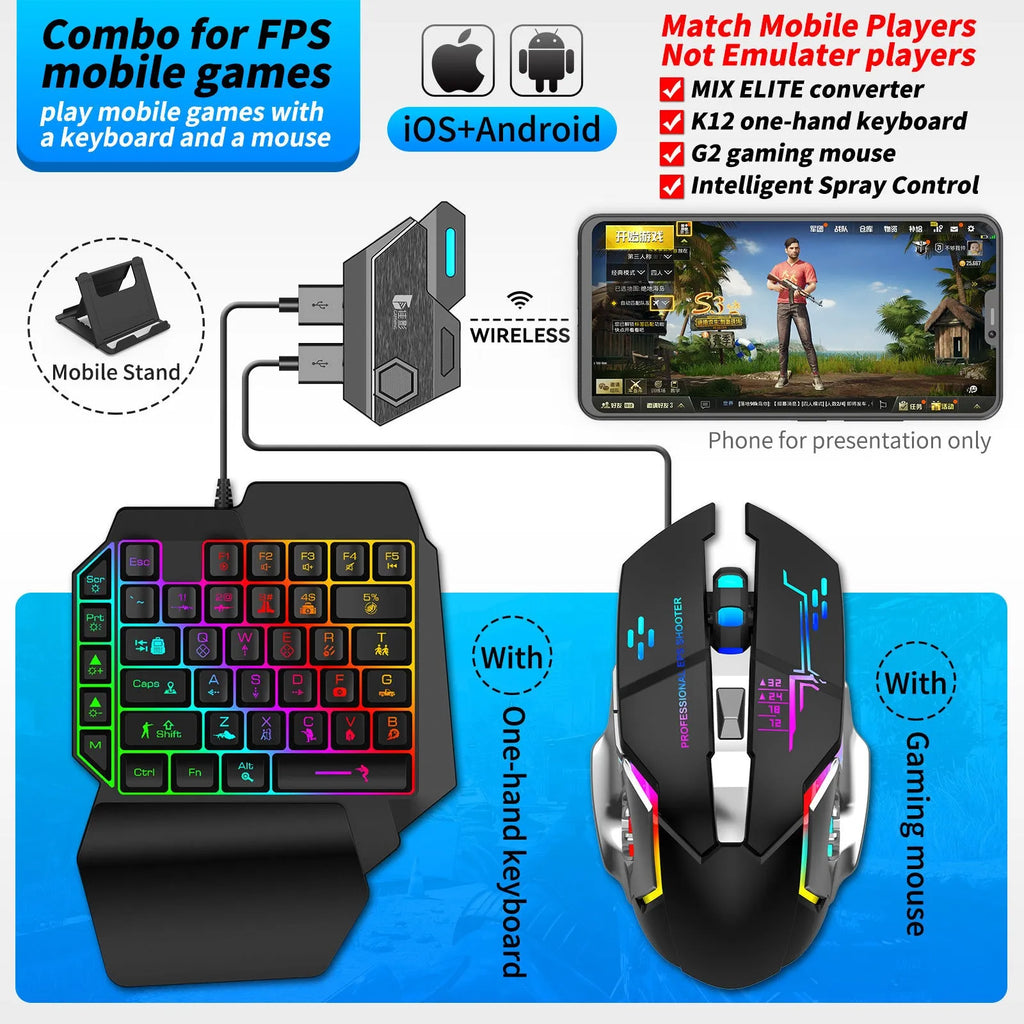 Gamwing Jiaying MIX series keyboard and mouse converter for mobile gaming in Official Configuration Suit colour.