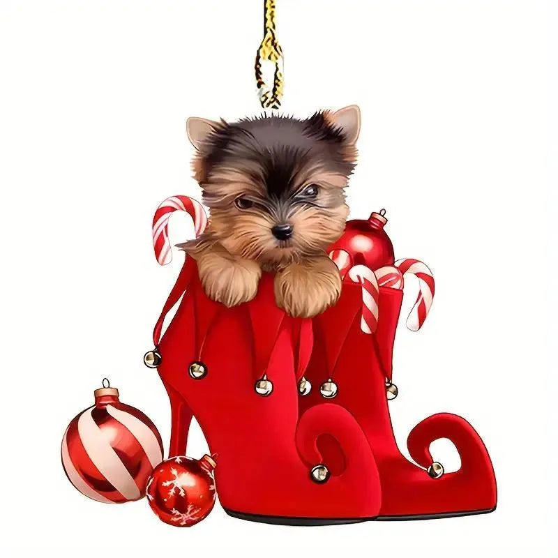 Clear acrylic car hanging pendant with cartoon character design for interior decoration