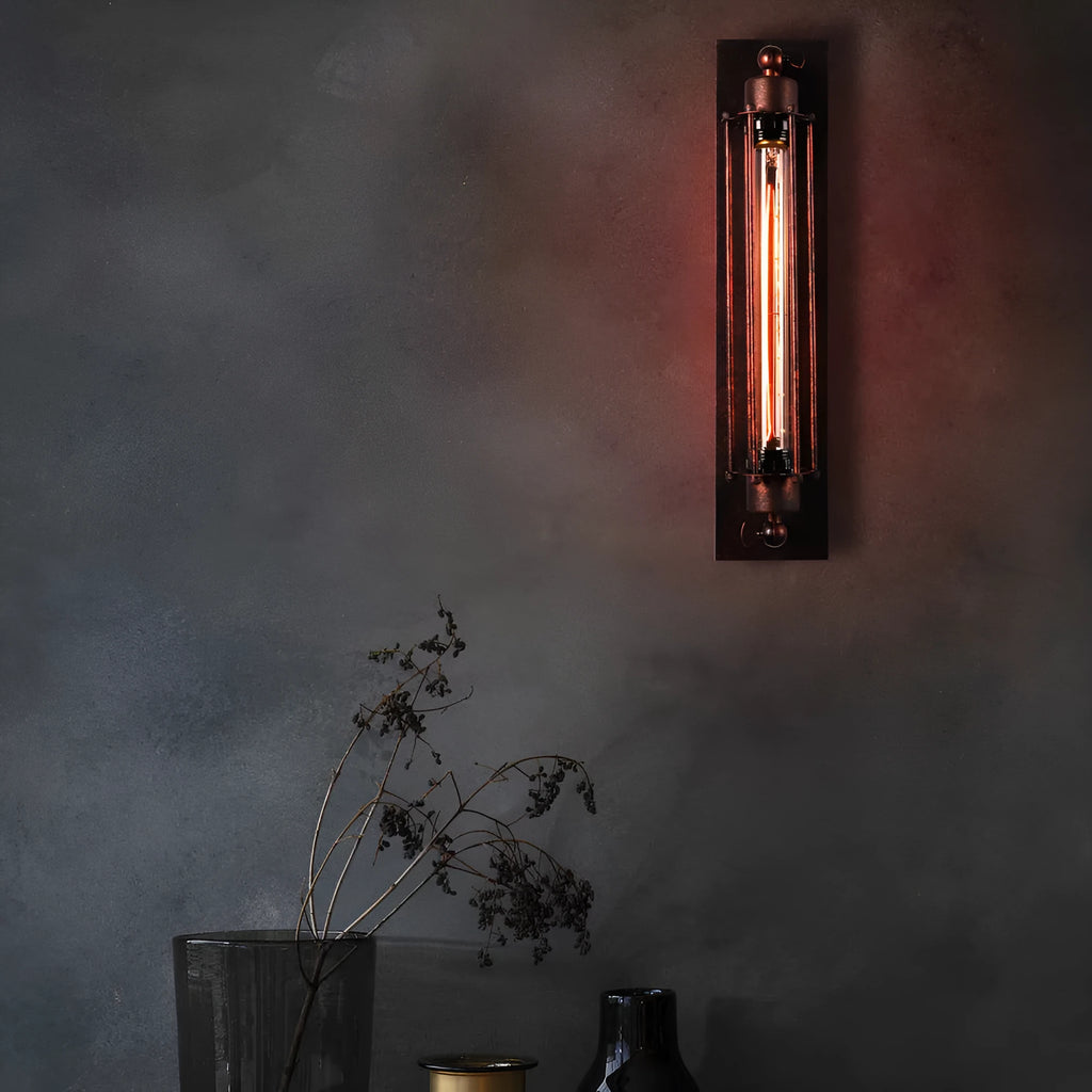 Refined retro industrial style iron Devil Island flute wall lamp in black finish for indoor use