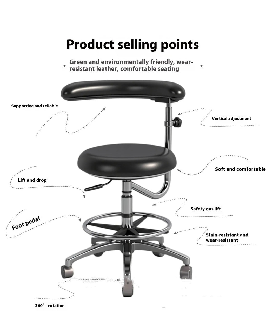 Black leather dental hospital chair lift for patient and dentist use