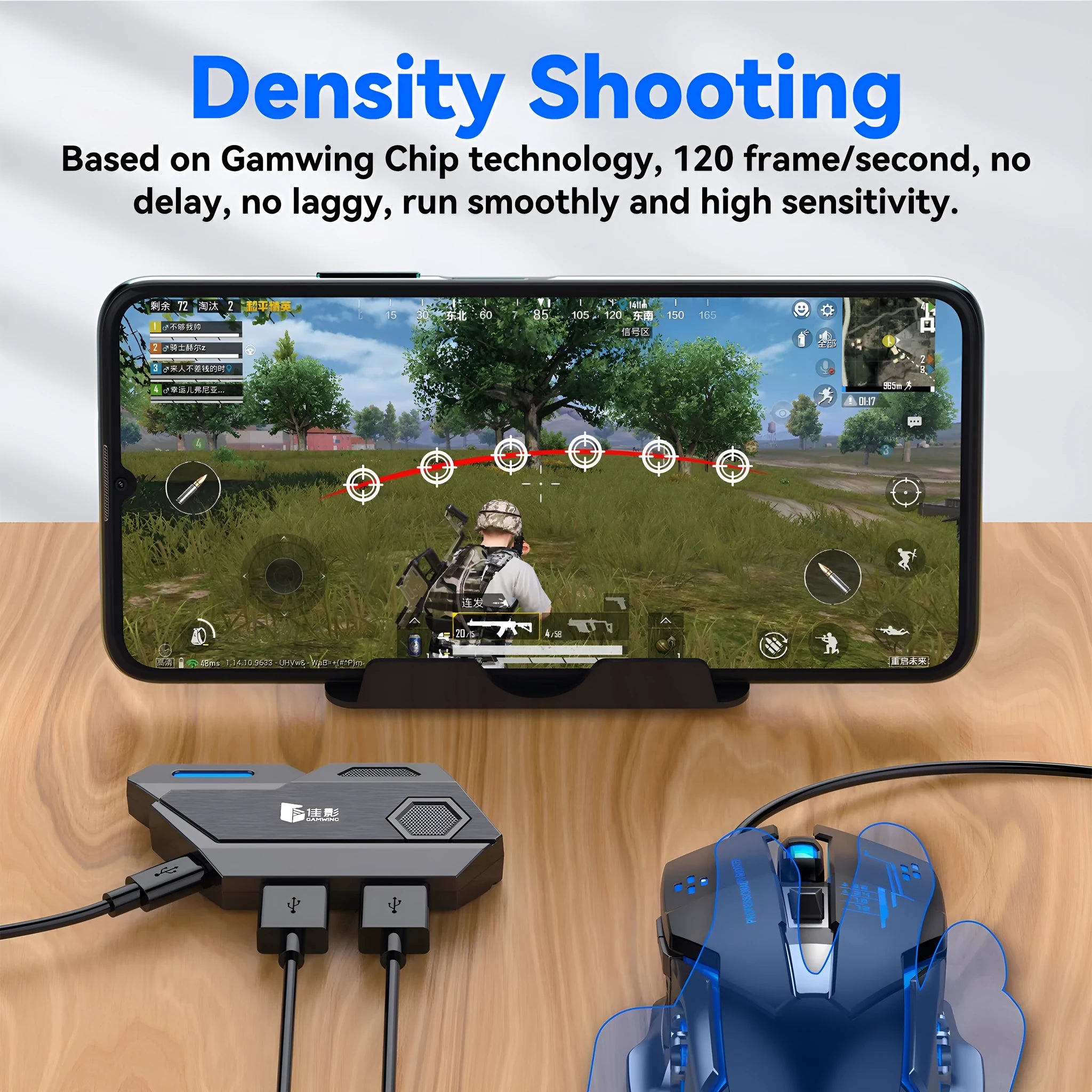 Gamwing Jiaying MIX series keyboard and mouse converter for mobile gaming in Official Configuration Suit colour.
