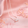 Silver cherry necklace with 925 standard silver pendant and adjustable snake bones chain