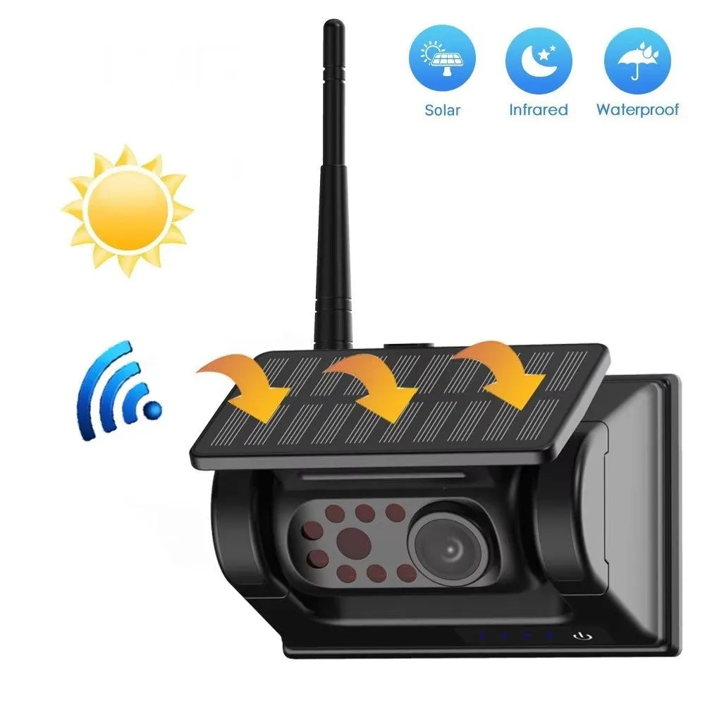 HD wireless solar magnet rearview camera with AHD 5-inch rear view monitor for cars and trucks