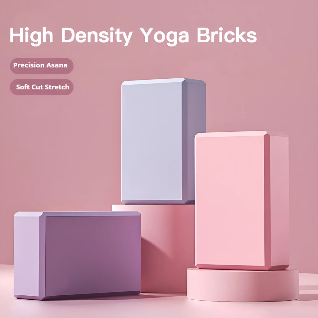 High density EVA yoga block with hexagonal ridges in solid colour for gym training and balance exercises