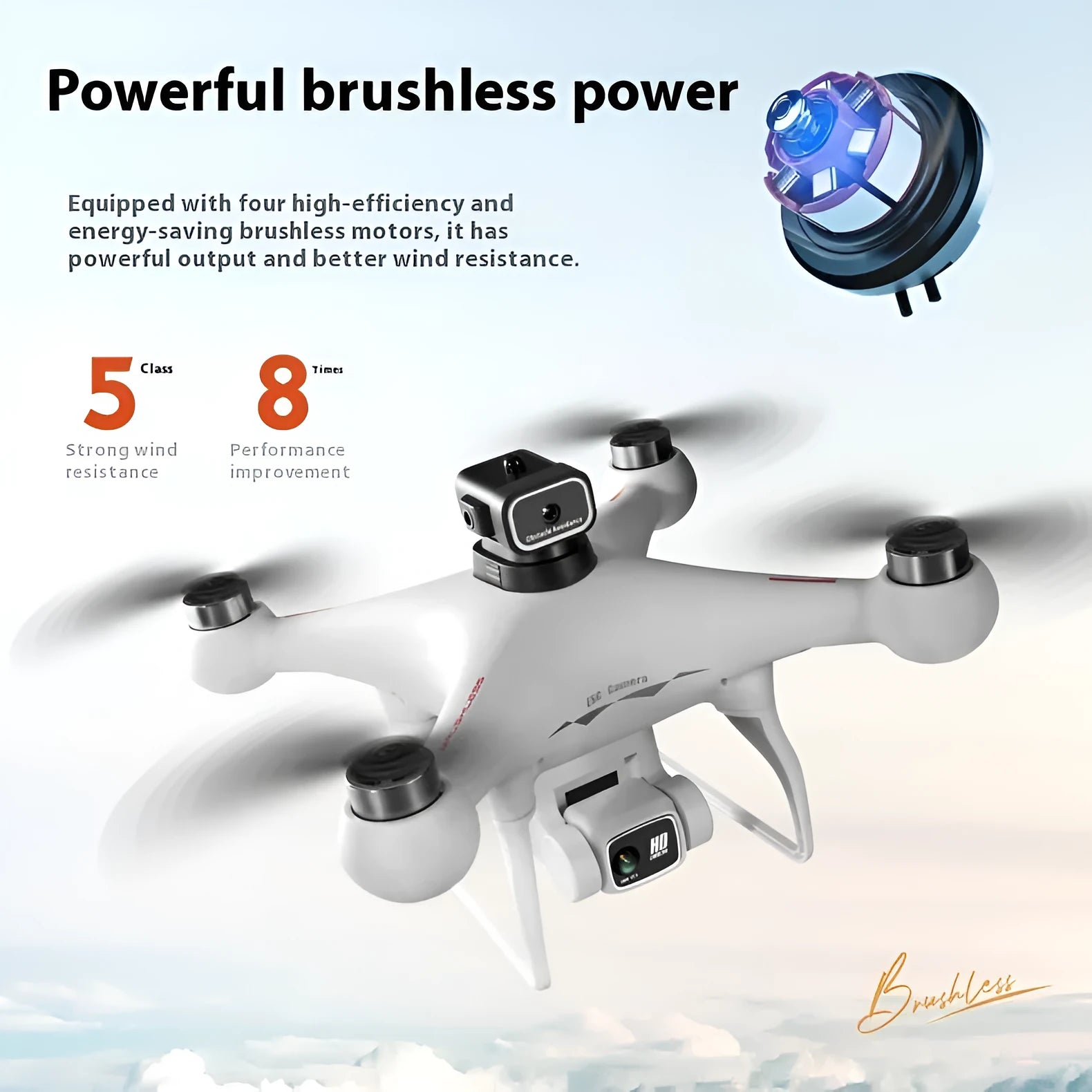 Black HD brushless motor UAV drone with four-side obstacle avoidance and camera