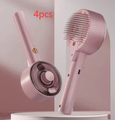 Ceramic White pet grooming brush with UVC light and essential oil spray tank for dogs and cats.