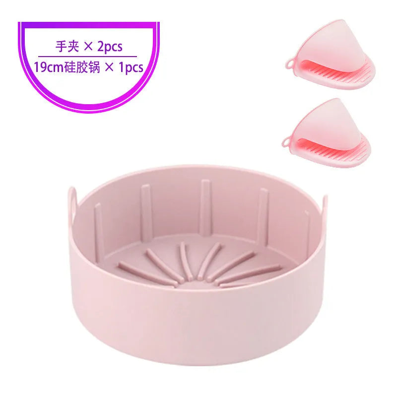 Reusable round silicone liner for air fryer 19cm nonstick BPA free dishwasher safe grey
