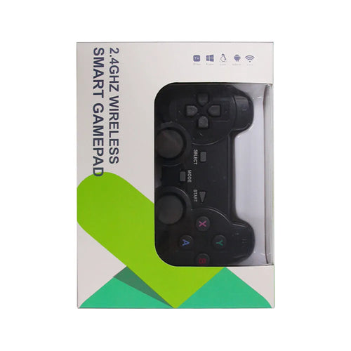 Classic Black 2.4G wireless gamepad with buttons and analogue sticks on a dark background.