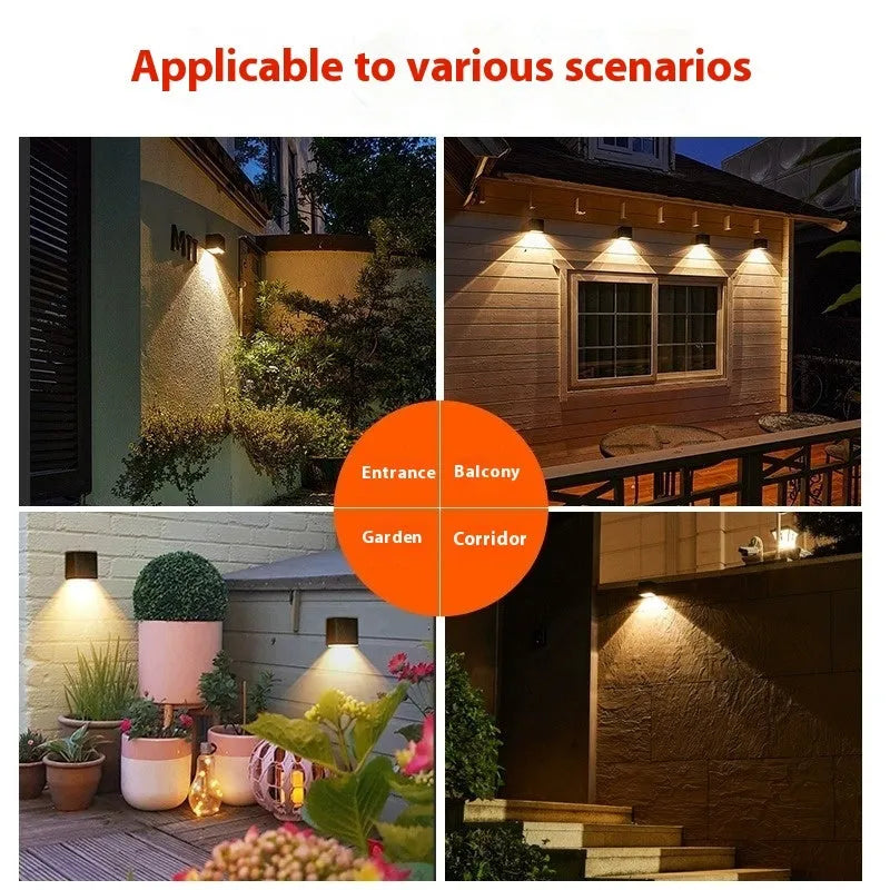 Solar outdoor landscape wall lamp with ABS shell, warm light, and IPX4 protection