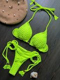 Women's fashion braided rope bikini suit cotton lined nylon swimwear solid colour