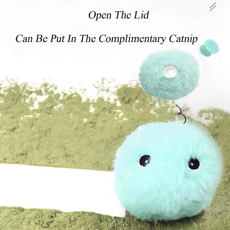 Blue, pink, and yellow interactive cat toy ball with gravity sensor for animal sounds