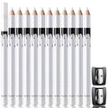 12-piece white and black waterproof eyeliner pencil set with sharpener for eyebrows, eyeshadow and lips