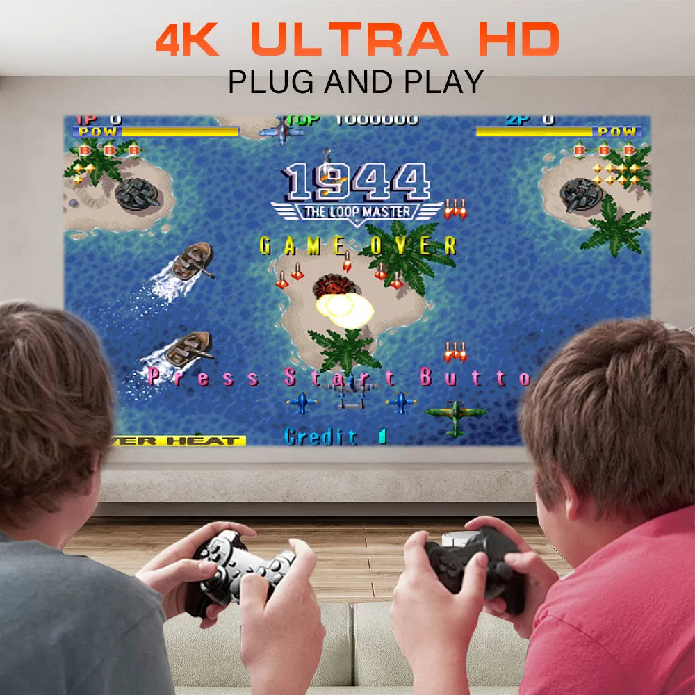 M300MAX portable projection game machine in red or white packaging with handles