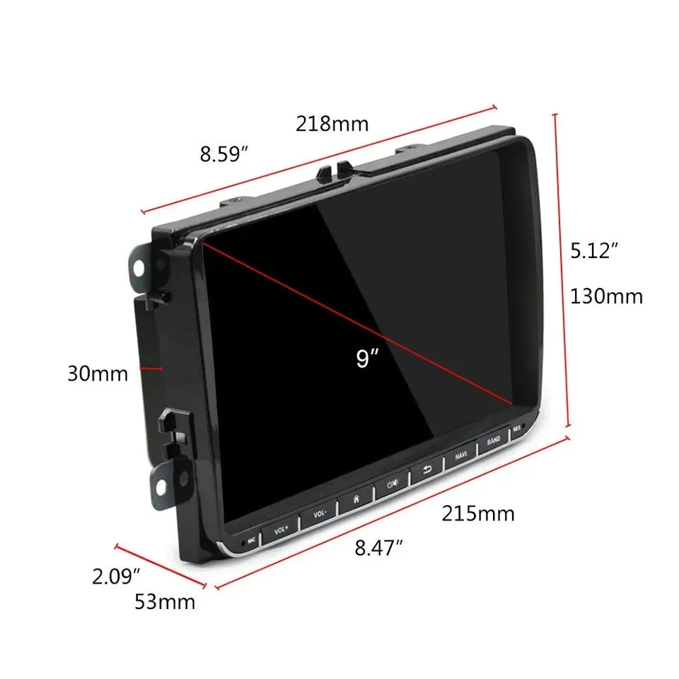 9-inch Android car stereo with touchscreen for Ford vehicles, showing wireless CarPlay interface