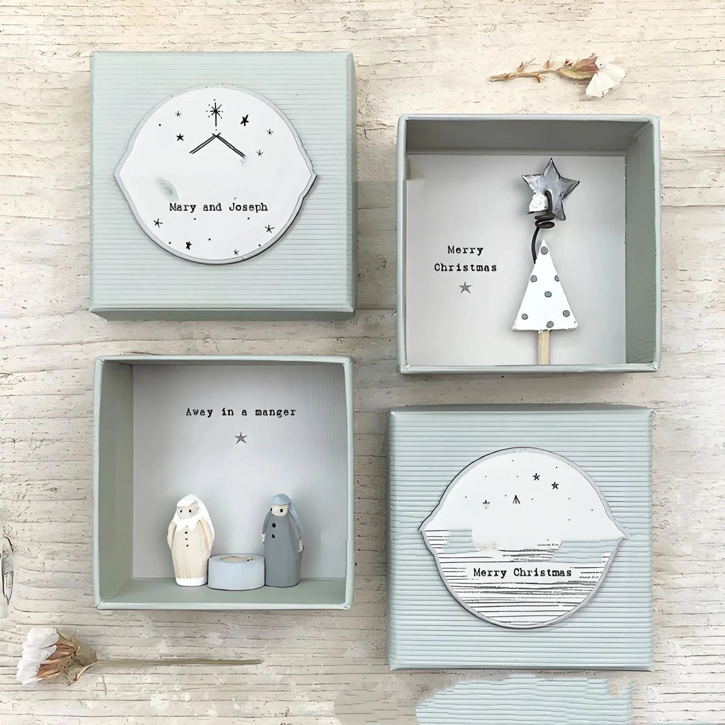 Boxed resin guardian angel ornament in modern simplicity cartoon style