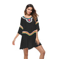 Women's crocheted ethnic style beach cover-up for sun protection, shown in apricot colour