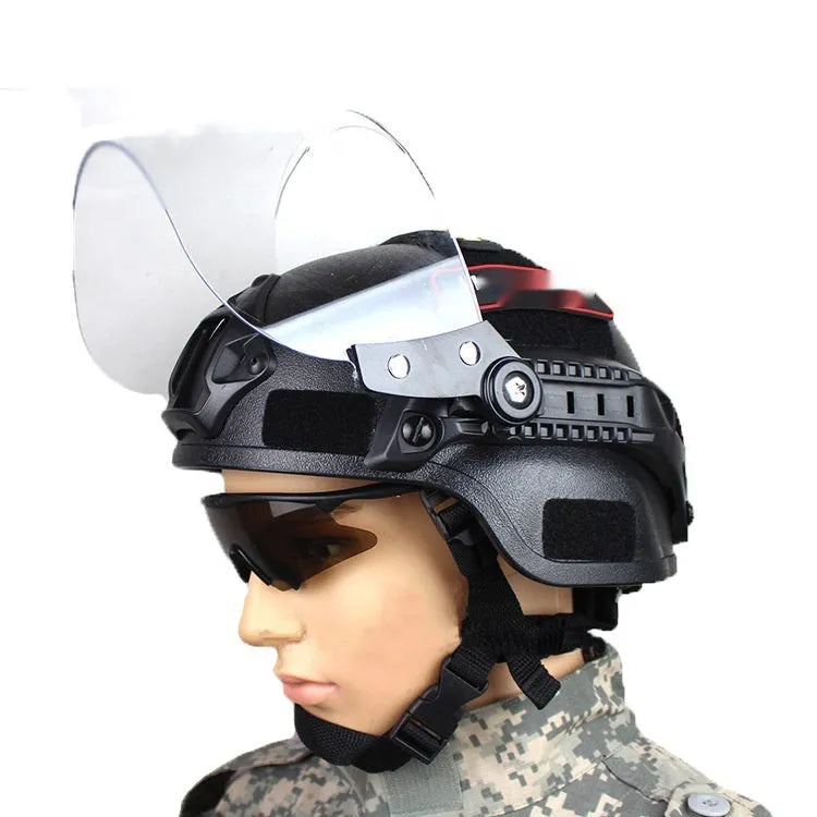 Transparent anti-riot protective patrol tactical helmet with explosion-proof mask in multiple colour options
