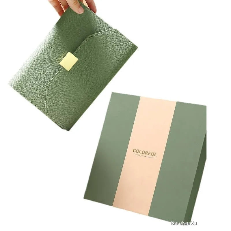 Business advanced loose leaf notebook with brown PU cover in gift box set