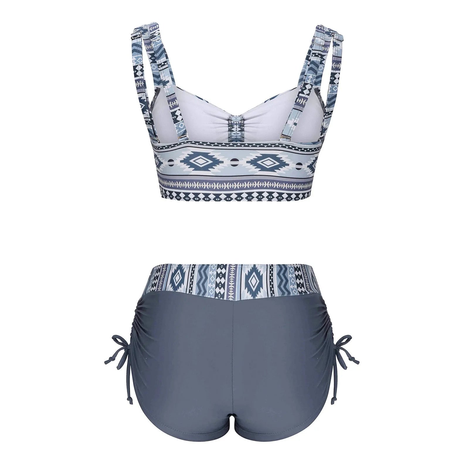 Women's solid colour bikini swimsuit with steel belt and removable chest pads