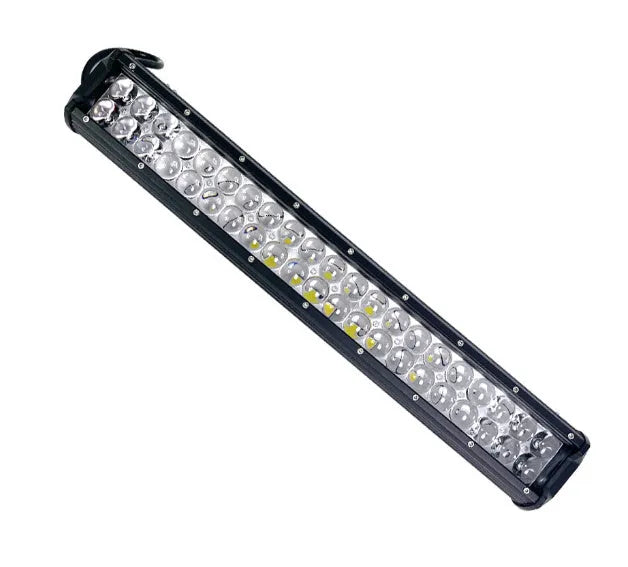 Black aluminium alloy double row LED strip light for off-road truck and agricultural machinery use.