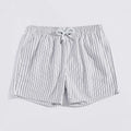 Men's white striped quick-drying beach pants with lining, loose straight leg, sizes M to XXXL