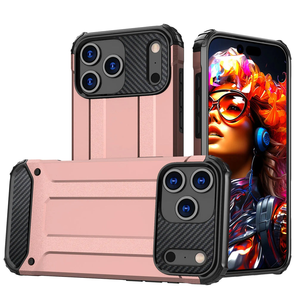 Steel Armor phone case in black for iPhone 15 Pro, showing two-in-one TPU PC design