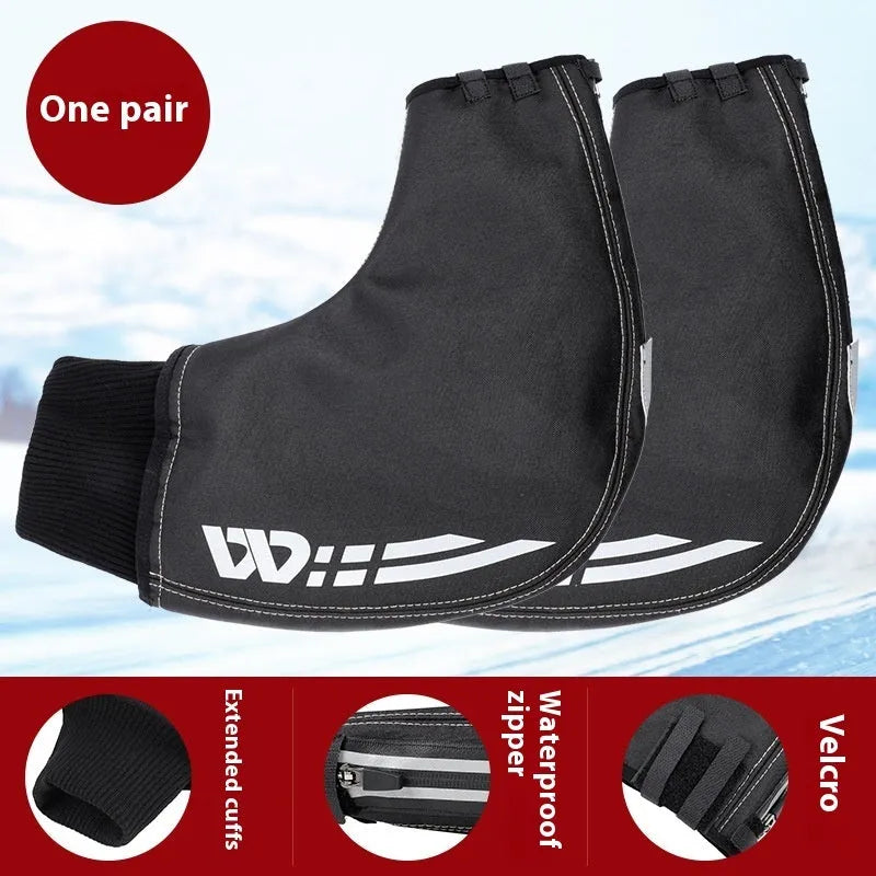 Winter mountain bike gloves in black and gray made of DPU, TPU, fleece, and Oxford cloth