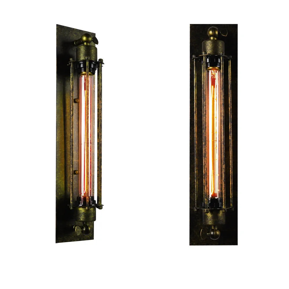 Refined retro industrial style iron Devil Island flute wall lamp in black finish for indoor use
