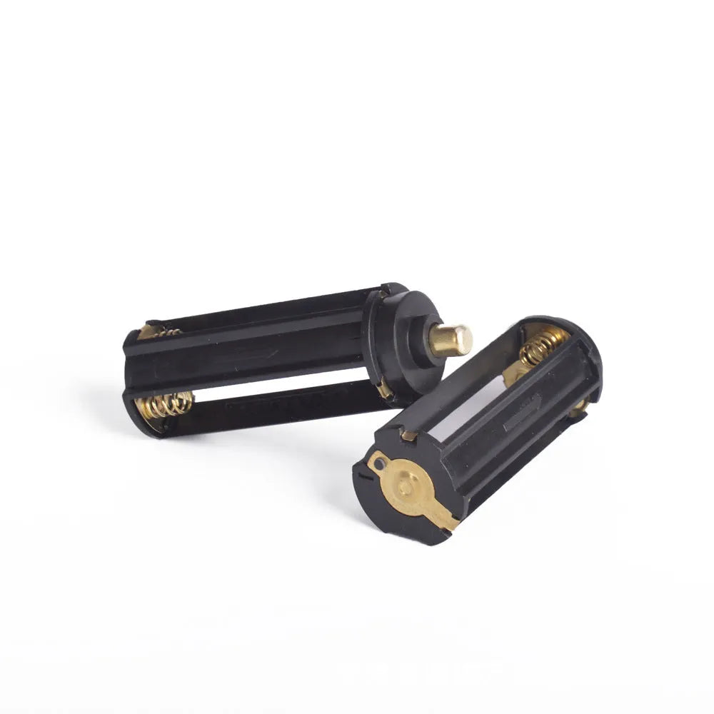 Black ABS battery rack holding three AAA batteries, 64mm length