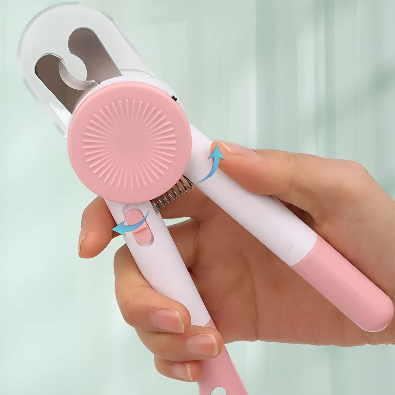 Plastic pet nail clippers in pink with anti-blood position design for dogs