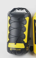 Yellow and black PVC waterproof backpack with dry-wet separation compartments for outdoor use
