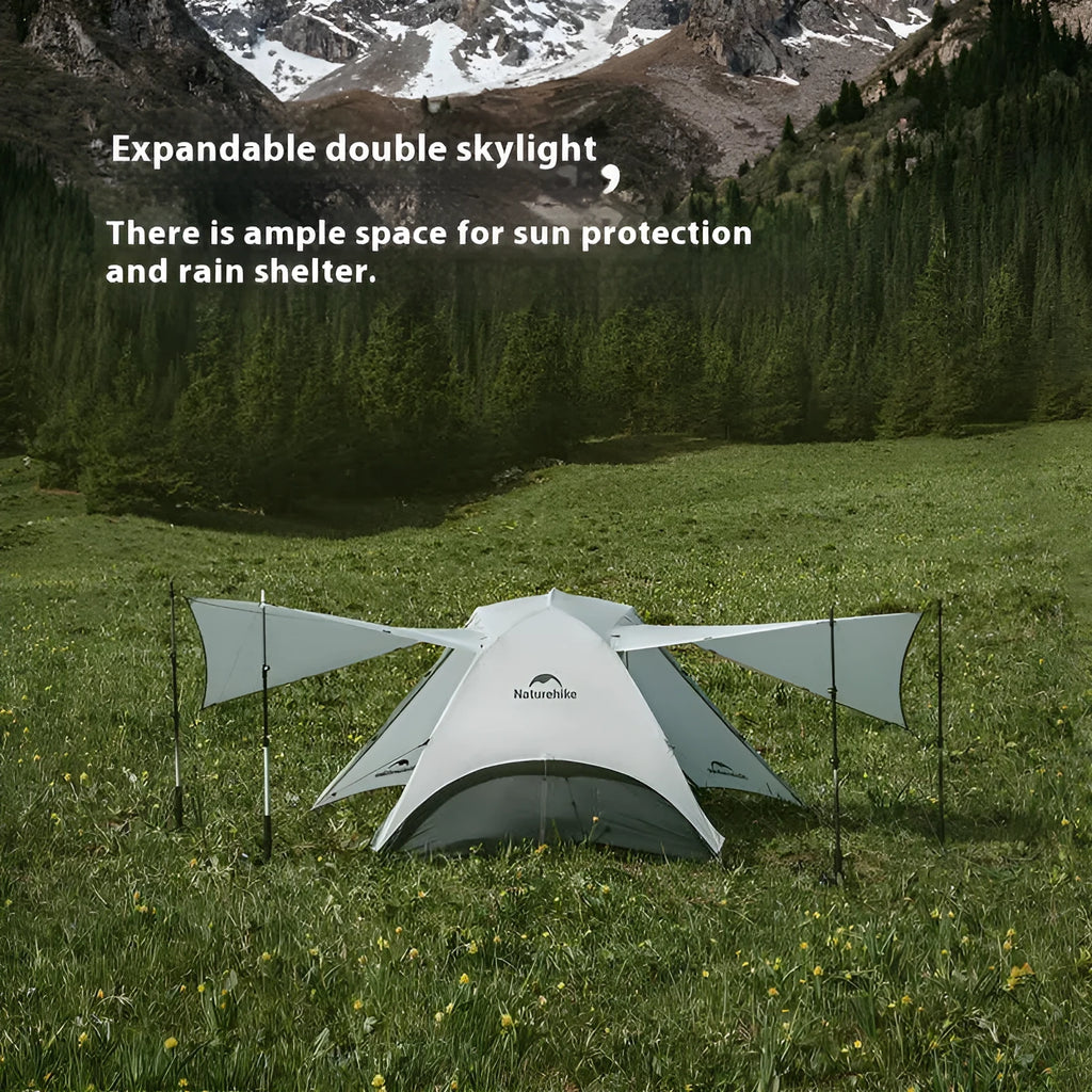 Ultralight double tent in grey for two people, inner tent size 210x130x105cm, 20D nylon construction