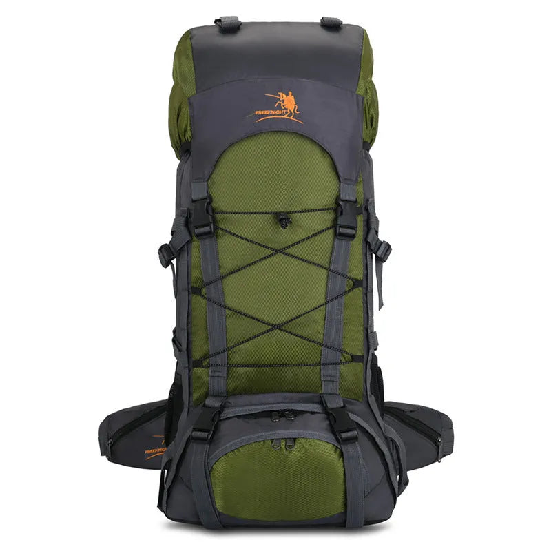 60L waterproof leather hiking backpack with zipper, available in twelve colours, for camping and climbing