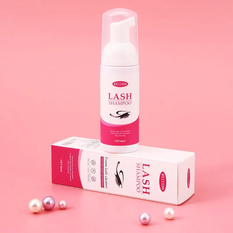 Lash shampoo mousse 60ml eyelash cleaning solution with brush applicator in 3.7cm tube