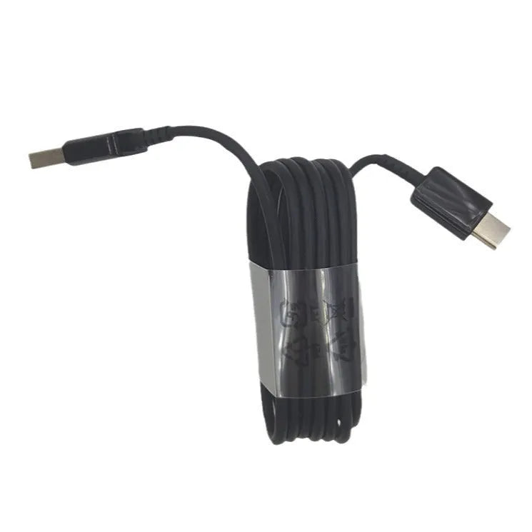 Black Type-C fast charging data cable 1m copper wire on white background