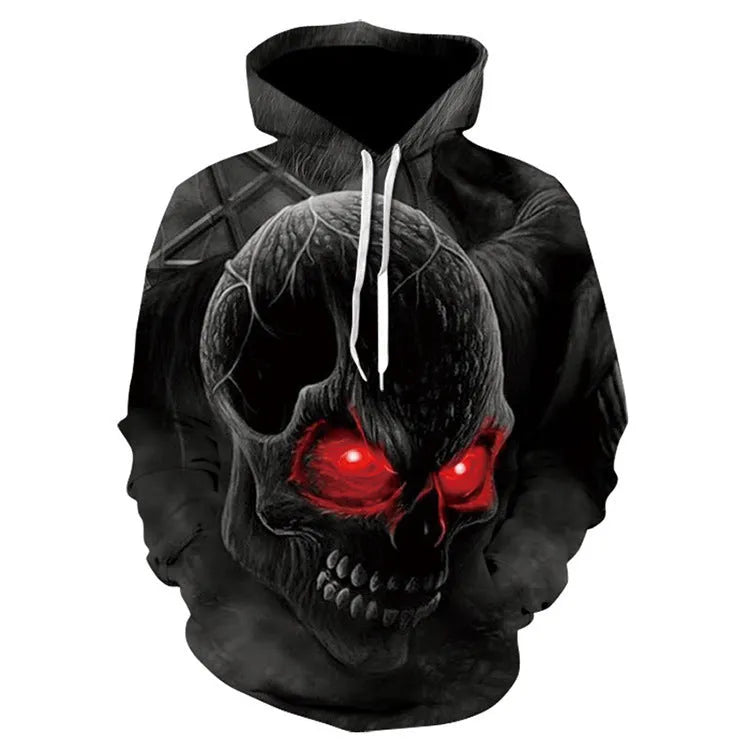 Men's loose pullover hoodie with digital print, hooded collar, long sleeves, polyester fabric, sizes XXS to 6XL