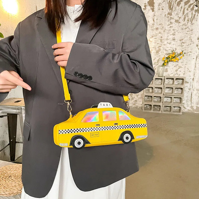 Yellow PU messenger bag with letter print horizontal square shape shoulder bag for women