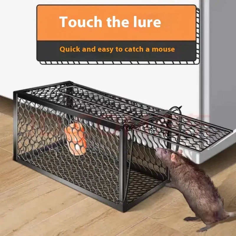 Automatic mouse trap cage for indoor rodent control in plastic construction