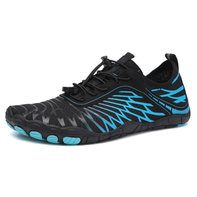 White and pink outdoor casual lace-up shoes with a non-slip rubber sole on a neutral background.