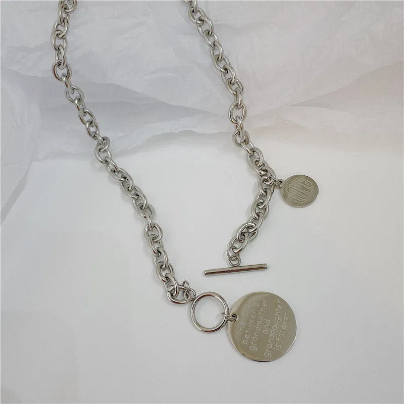 Round titanium steel necklace with box chain and baking varnish finish, adjustable from 21cm to 50cm