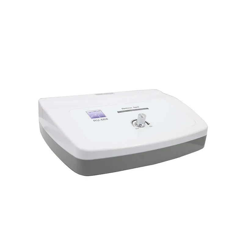Professional white electronic beauty instrument for spot and mole removal with adjustable power settings