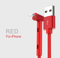 Creative Mobile Phone Elbow Charging Cable in black with angled connector for Apple devices