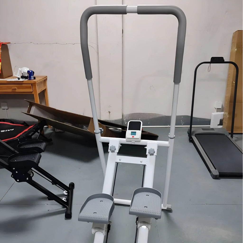 Multifunctional stair climber with steel frame in black for home fitness use