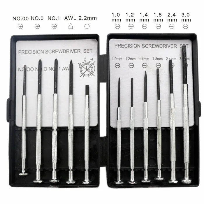 TH-6177 11-piece steel screwdriver set with cross and flathead bits on a white background.