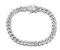 S925 sterling silver Cuban chain bracelet on flat surface showing link detail, 18cm unisex size