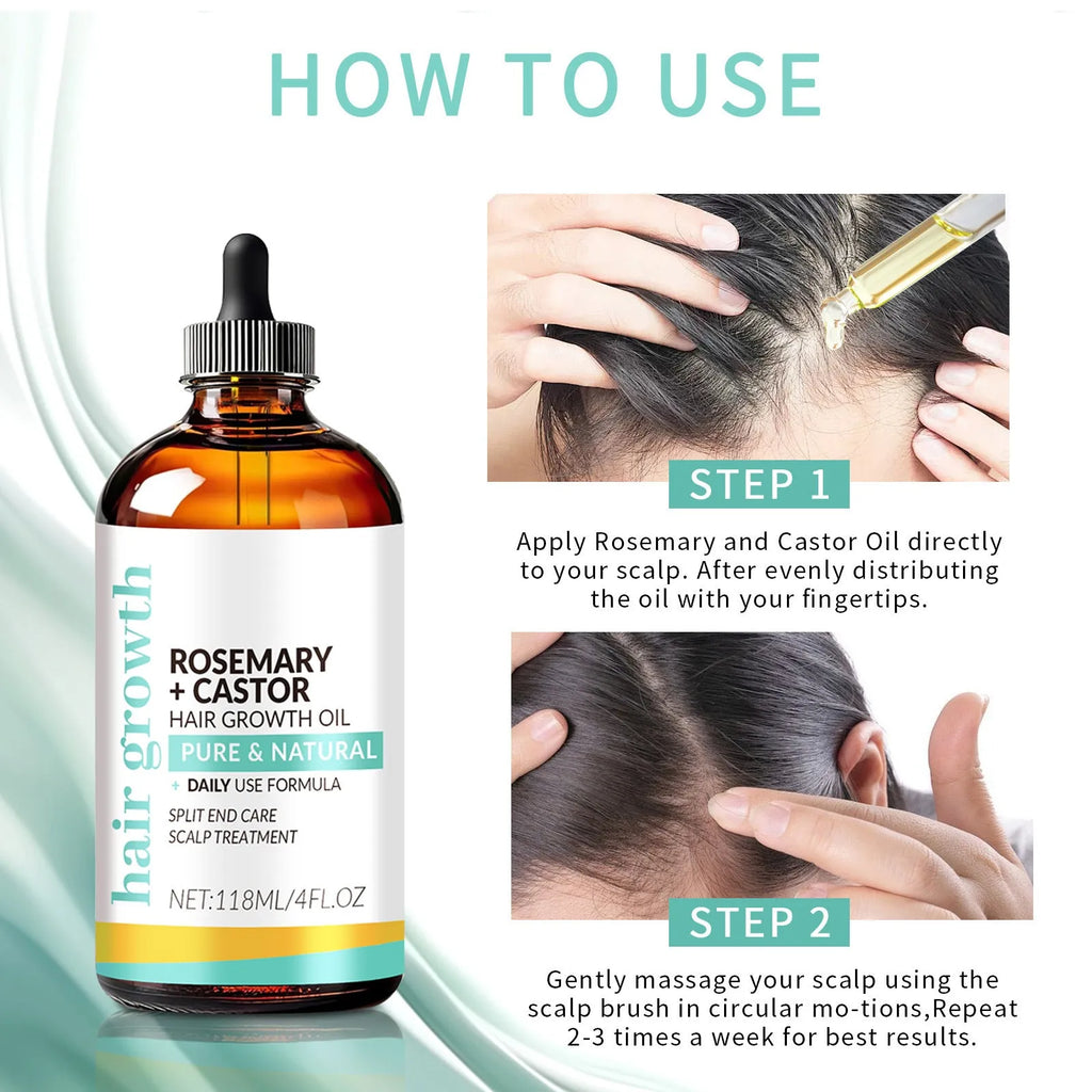 118ml bright yellow hair treatment oil bottle with attached scalp massage brush