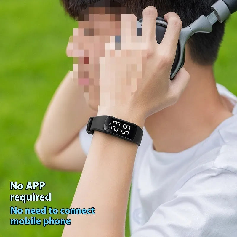 Smart vibration alarm waterproof watch with LED display and silicone strap in multiple colour options