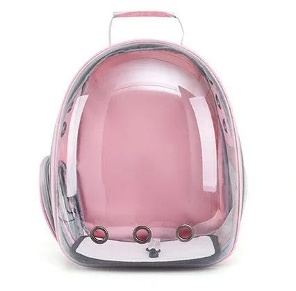 Grey astronaut dome-shaped cat carrier bag with a side opening for pet access.